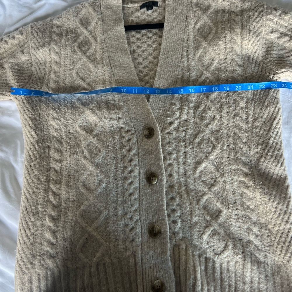 J. Crew Beige Wool Chunky Cable Knit Cardigan - Picture 8 of 9